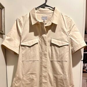 Jigsaw Utility Dress Beige Women's UK 14/ US 10 100% Cotton